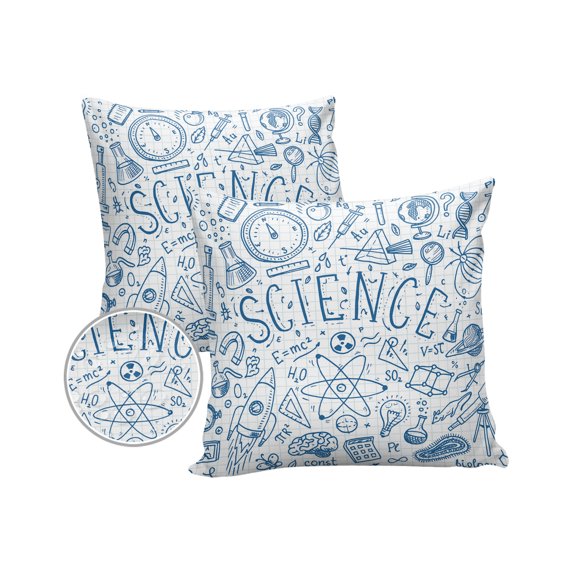 Pack of 2 Outdoor Pillow Covers, Rocket Biology Microscope Science Waterproof Square Throw Pillowcase Cushion Decorative Pillow Covers for Couch Patio Tent, 18x18 in