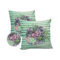 thumbnail image 1 of Pack of 2 Outdoor Pillow Covers, Spring Green Striped Plants Folral Watercolor Succulents Waterproof Square Throw Pillowcase Cushion Decorative Pillow Covers for Couch Patio Tent, 20x20 in, 1 of 6