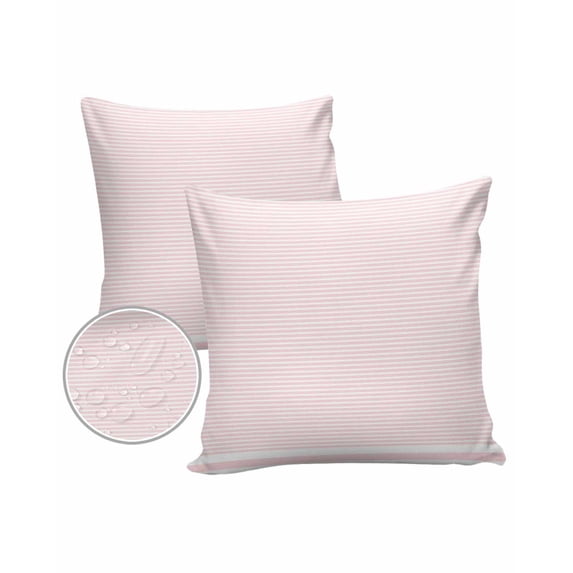 Pack of 2 Outdoor Pillow Covers, Stripes Abstract Pink Geometric Simple Waterproof Square Throw Pillowcase Cushion Decorative Pillow Covers for Couch Patio Tent, 24x24 in