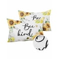 thumbnail image 1 of Pack of 2 Outdoor Pillow Covers, Summer Bee Sunflower Daisy Eucalyptus Honeycomb Watercolor Waterproof Square Throw Pillowcase Cushion Decorative Pillow Covers for Couch Patio Tent, 20x12 in, 1 of 6