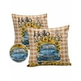 thumbnail image 1 of Pack of 2 Outdoor Pillow Covers, Summer Blue Truck with Sunflowers Orange Plaid Waterproof Square Throw Pillowcase Cushion Decorative Pillow Covers for Couch Patio Tent, 18x18 in, 1 of 6