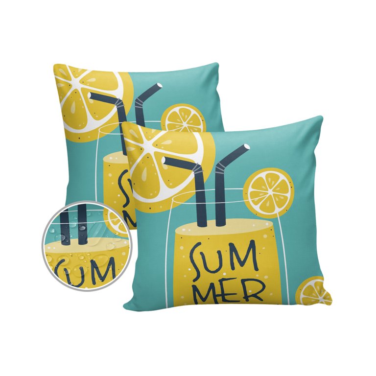 Teal Summer Outdoor Pillow Covers 18x18 Inch 2