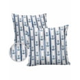 thumbnail image 1 of Pack of 2 Outdoor Pillow Covers, Summer Ocean Blue Anchor White Stripes Waterproof Square Throw Pillowcase Cushion Decorative Pillow Covers for Couch Patio Tent, 24x24 in, 1 of 6