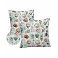 thumbnail image 1 of Pack of 2 Outdoor Pillow Covers, Summer Watercolor Blue Ocean Seashell Waterproof Square Throw Pillowcase Cushion Decorative Pillow Covers for Couch Patio Tent, 20x20 in, 1 of 6