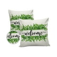 thumbnail image 1 of Pack of 2 Outdoor Pillow Covers, Summer Welcome Green Watercolor Plant Burlap Waterproof Square Throw Pillowcase Cushion Decorative Pillow Covers for Couch Patio Tent, 26x26 in, 1 of 6