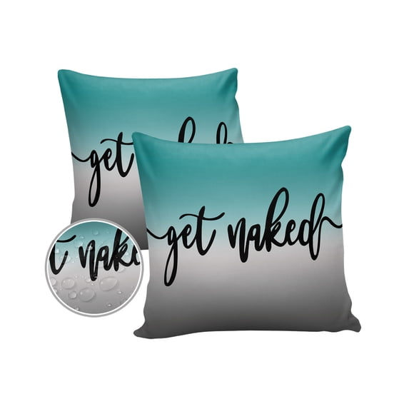 Pack of 2 Outdoor Pillow Covers, Teal Ombre Gradient Teal and Grey Waterproof Square Throw Pillowcase Cushion Decorative Pillow Covers for Couch Patio Tent, 26x26 in