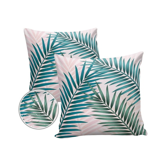Pack of 2 Outdoor Pillow Covers, Tropical Plant Pattern Waterproof Square Throw Pillowcase Cushion Decorative Pillow Covers for Couch Patio Tent, 26x26 in