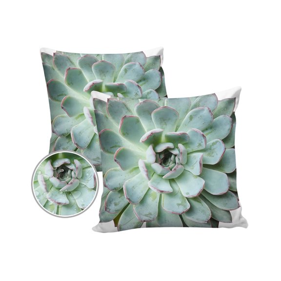 Pack of 2 Outdoor Pillow Covers, Tropical Plants Succulents Waterproof Square Throw Pillowcase Cushion Decorative Pillow Covers for Couch Patio Tent, 18x18 in