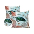 thumbnail image 1 of Pack of 2 Outdoor Pillow Covers, Turtles Fish Coral Starfish Marine Life Oceans Waterproof Square Throw Pillowcase Cushion Decorative Pillow Covers for Couch Patio Tent, 18x18 in, 1 of 6