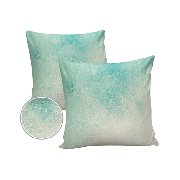 Pack of 2 Outdoor Pillow Covers, Vintage Bronze Green Pattern Waterproof Square Throw Pillowcase Cushion Decorative Pillow Covers for Couch Patio Tent, 18x18 in