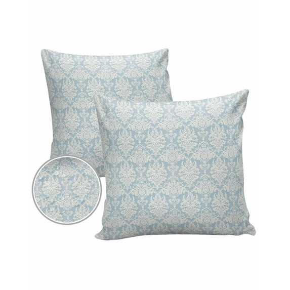 Pack of 2 Outdoor Pillow Covers, Vintage Floral Blue Floral Pattern Middle Eastern Style Waterproof Square Throw Pillowcase Cushion Decorative Pillow Covers for Couch Patio Tent, 26x26 in