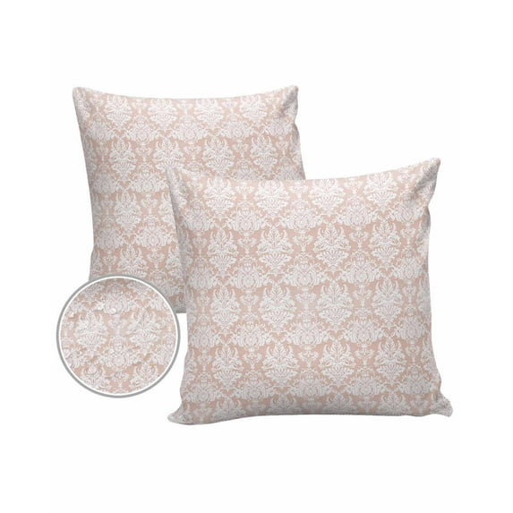 Pack of 2 Outdoor Pillow Covers, Vintage Floral Peach Floral Pattern Middle Eastern Style Waterproof Square Throw Pillowcase Cushion Decorative Pillow Covers for Couch Patio Tent, 18x18 in