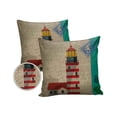 thumbnail image 1 of Pack of 2 Outdoor Pillow Covers, Vintage Red Lighthouse Envelope Waterproof Square Throw Pillowcase Cushion Decorative Pillow Covers for Couch Patio Tent, 20x20 in, 1 of 6