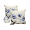 thumbnail image 1 of Pack of 2 Outdoor Pillow Covers, Vintage Rustic Blue Flowers Beige Texture Waterproof Square Throw Pillowcase Cushion Decorative Pillow Covers for Couch Patio Tent, 18x18 in, 1 of 6