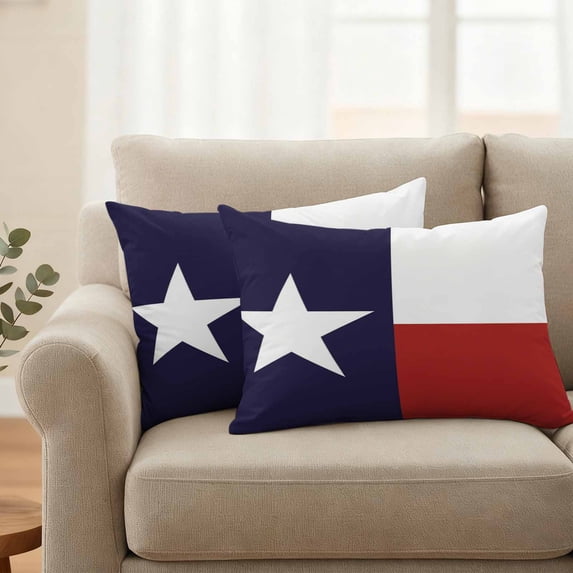 Pack of 2 Outdoor Pillow Covers,Waterproof Blue Red White Texas Flag with Star,Throw Pillow Covers,Minimalistic Geometric Stripe Pillowcases Cushion Covers Couch Pillow Sham Protector 20x12 Inch