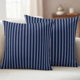 thumbnail image 1 of Pack of 2 Outdoor Pillow Covers,Waterproof Navy Blue Striped Throw Pillow Covers,Navy Blue White Farmhouse Stripes Decorative Pillowcases Cushion Covers for Couch Pillow Sham Protector 24x24 Inch, 1 of 8