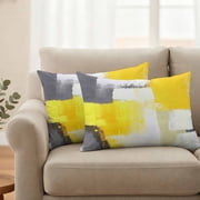 Pack of 2 Outdoor Pillow Covers,Waterproof Yellow Grey Throw Pillow Covers,Modern Abstract Art Geometric Oil Painted Decorative Pillowcases Cushion Covers for Couch Pillow Sham Protector 20x12 Inch