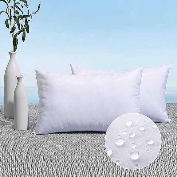 Pack of 2  Outdoor Pillow Inserts, Outdoor Throw Pillows Water-Resistant Decorative Premium Square Pillow Stuffer Sham for Porch Swing Couch Sofa Cushion Patio Furniture