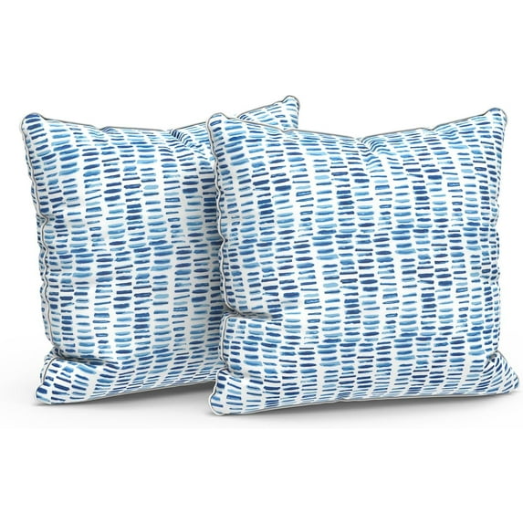 Pack of 2 Outdoor Throw Pillow Covers Accent Waterproof Pillow Covers ONLY, Patio Square Cushion Cases for Garden Balcony Couch Sofa Decoration 18x18 inch, Pebble Blue