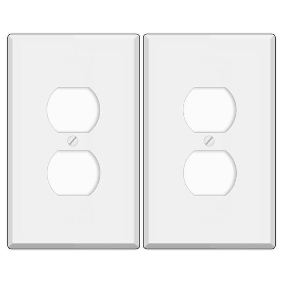 Pack of 2 Oversized White Metal Outlet Covers, 1-Gang Duplex Receptacle 5.5" x 3.50" Jumbo Duplex Receptacle Wall Plate, Painted Metal, Corrosive Resistant, Matching Screws Included