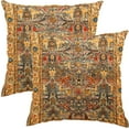 thumbnail image 1 of Pack of 2 Persian Pillow Covers 20x20 Inch, Vintage Turkish Carpet Boho Decorative Throw Pillow Covers for Home Decor Living Room Bed Couch, Orange Pillowcase Set of 2, 1 of 6