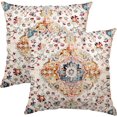 thumbnail image 1 of Pack of 2 Persian Pillow Covers 20x20 Inch, Vintage Turkish Carpet Boho Decorative Throw Pillow Covers for Home Decor Living Room Bed Couch, Orange Pillowcase Set of 2, 1 of 6