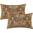 thumbnail image 1 of Pack of 2 Pillow Covers 12x20 Inch, Vintage Turkish Carpet Boho Decorative Throw Pillow Covers for Home Decor Living Room Bed Couch, Orange Pillowcase Set of 2, 1 of 6