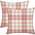 thumbnail image 1 of Pack of 2 Pink Christmas Pillow Covers Classic Pink and White Buffalo Check Plaid Throw Pillows Farmhouse Christmas Cushion Case Linen Square Pillowcases for Home Decor, 16 x 16 Inch, 1 of 6