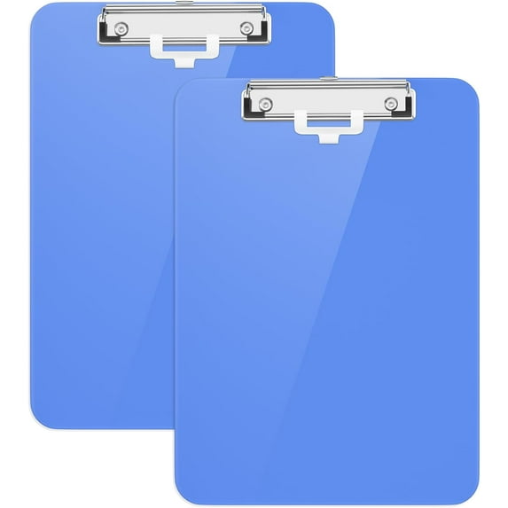 Pack of 2 Plastic Clipboard with Pen Holder, Purple 8.5x11 Letter Size Clip Board for Classroom, Office, Students, Nurses and Women, Low Profile Clip, Size 12.5 x 9 in