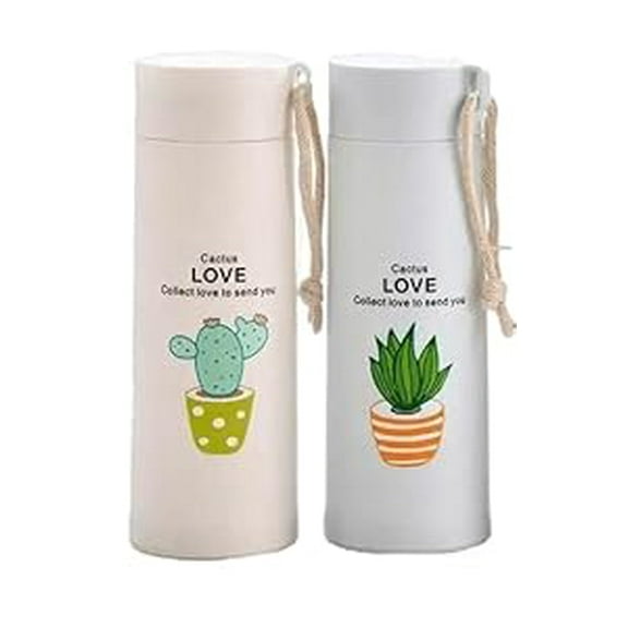 Pack of 2 - Premium Plant Print Glass Water Bottles, 450ml | Leak-Proof & BPA Free | Durable & Easy to Carry | Ideal for School, College & Outdoor (Random Colors)