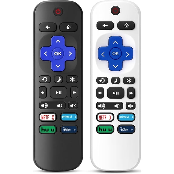 (Pack of 2) Replacement Remote Control Only for Roku TV, Compatible with All TCL/Hisense/Onn/Sharp/Philips / (Not for Roku Stick, Box or Speaker)(Obsidian Black&Glacier White)