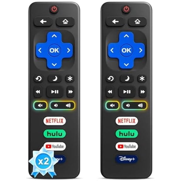 (Pack of 2) Replacement for Roku-TV-Remote-Control, for TCL Roku/Onn Roku/Hisense Roku/Sharp Roku/Philips Roku Series Smart TVs (Not for Roku Stick, Box, Premiere and Players)