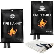 Safecastle Fire Blanket 59x59 Inches Flame Retardant Emergency Survival Kit for Camping, Kitchen, Office, Car Pack of 2
