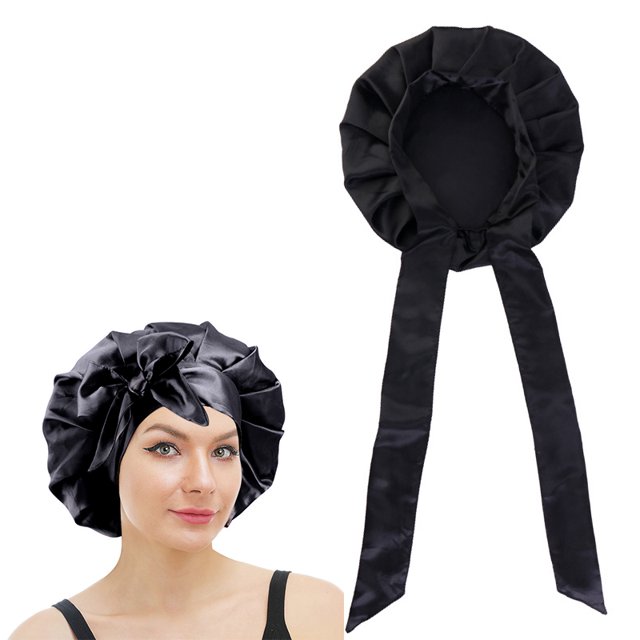 Pack of 2 Satin Sleep Caps for Women, Large Satin Hair Cap, Silk Hood
