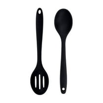 Pack of 2 Silicone Serving Spoons, Heat Resistant Large Silicone Cooking Spoons, Large Kitchen Solid and Slotted Spoons, Non Stick Solid Basting Spoon for Mixing, Serving, Scraping, 8 inch