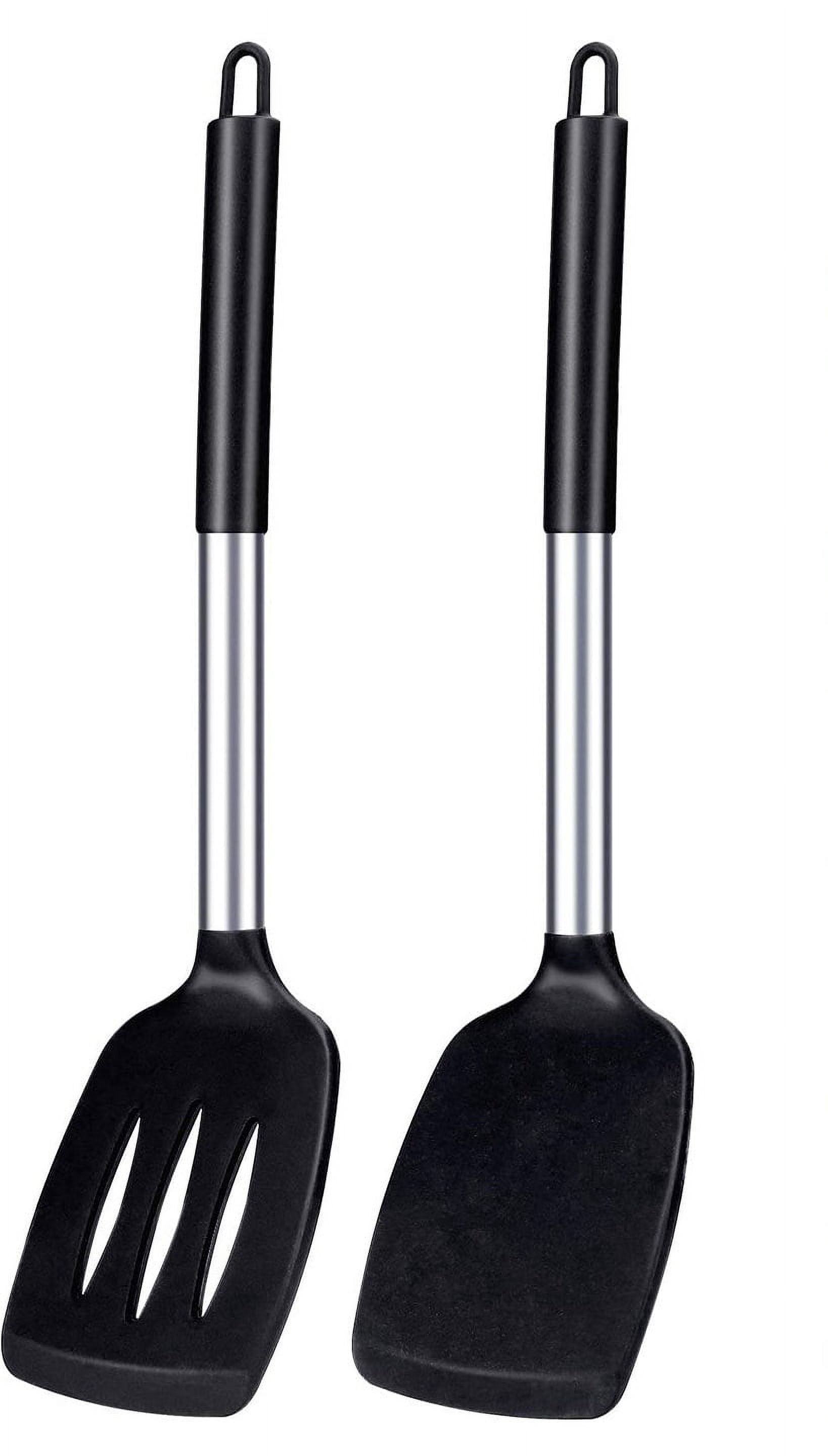 Pack of 2 Silicone Solid Turner,Non Stick Slotted Kitchen Spatulas,High ...