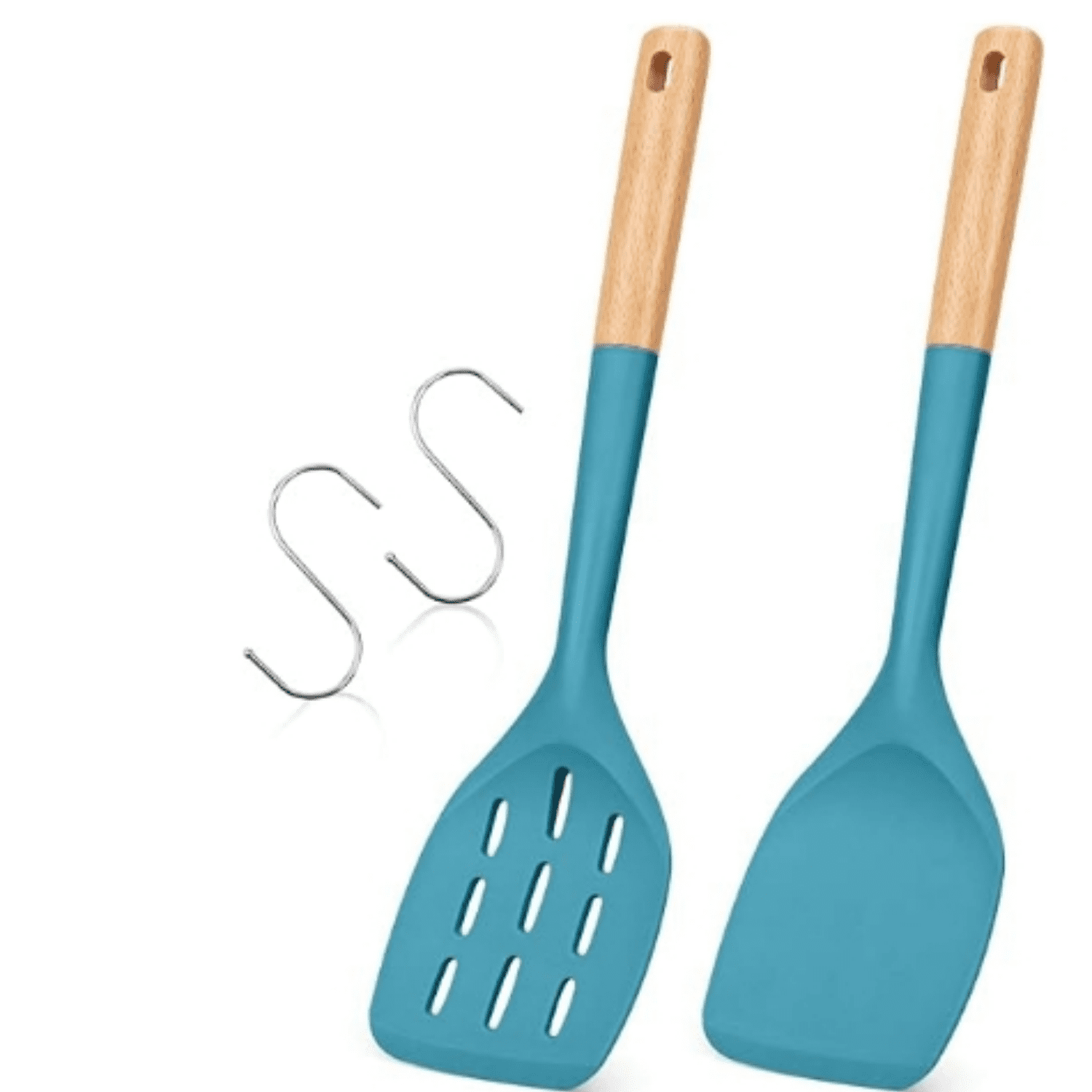 Pack of 2 Silicone Spatula, Non Stick Cooking Utensil Set Wooden Handle ...
