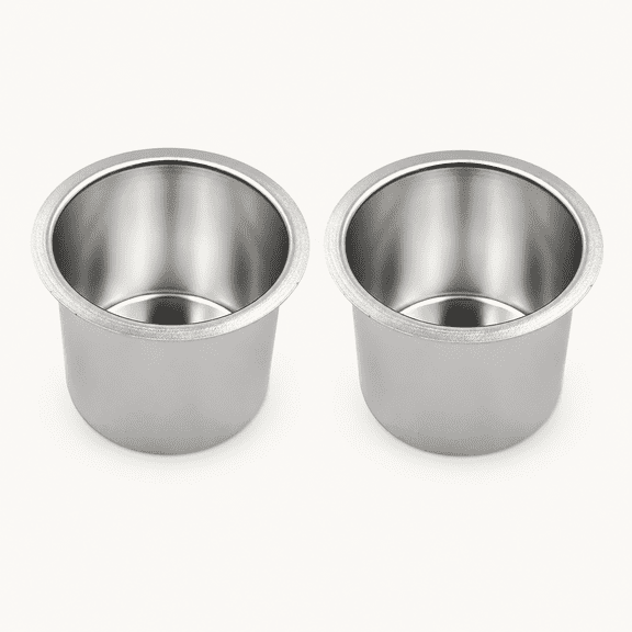 Pack of 2 Silver Jumbo Drop-In Aluminum Poker Table Cup Holder Inserts, Oversized Embedded Drink Holders for Casino Game Tables, Fits Cans, Water Bottles & Coffee Cups