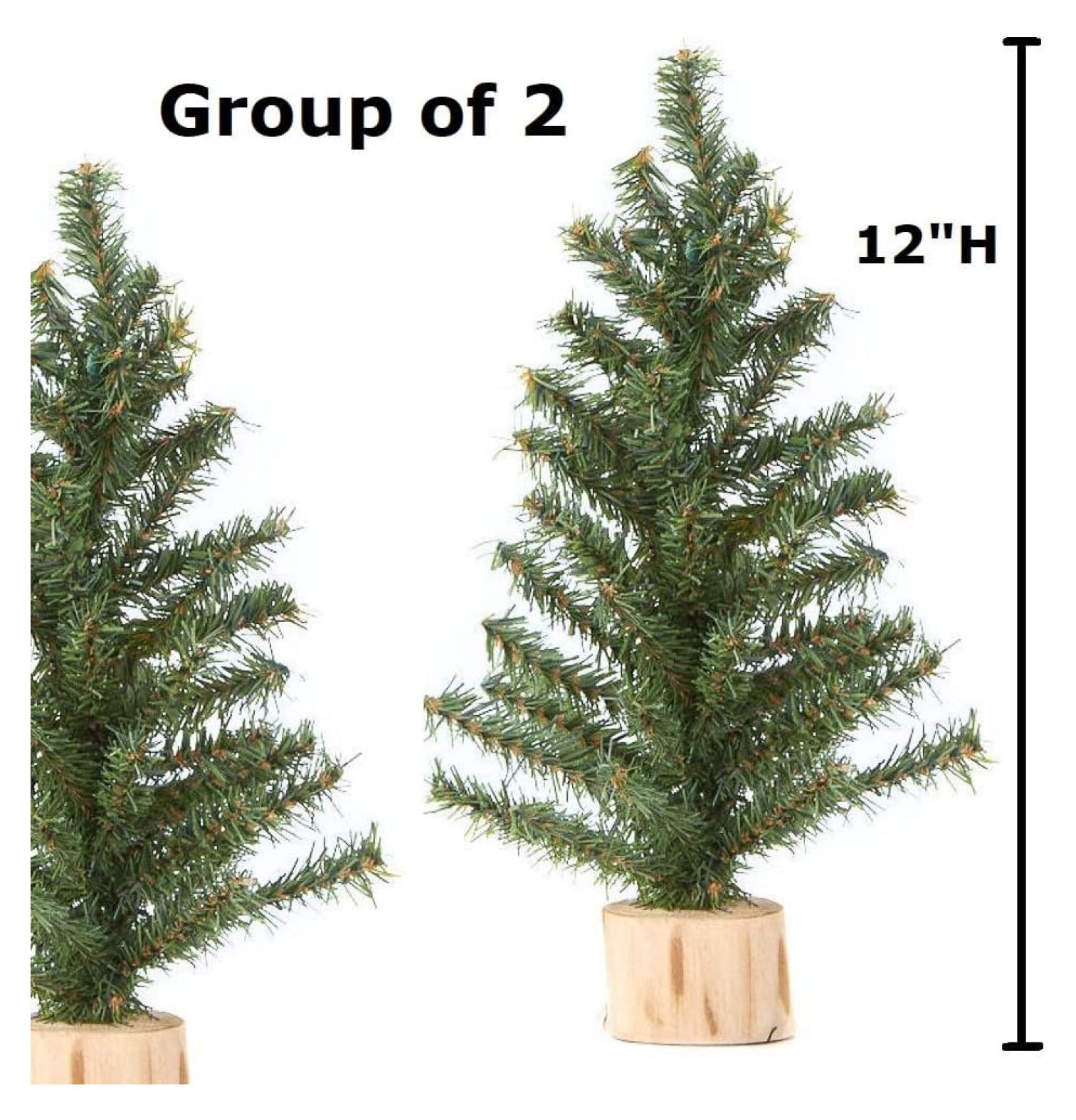 Pack of 2 Small Artificial Canadian Pine Christmas Trees by Mini 12