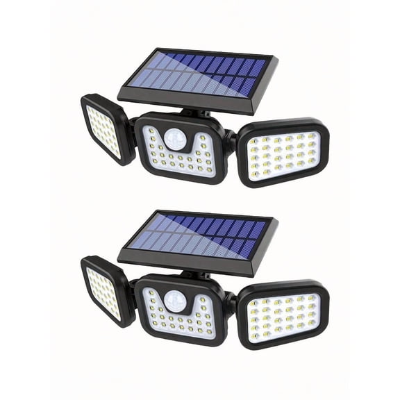 Pack of 2 Solar Motion Sensor Security Lights - 74 LED Outdoor Solar Floodlight with Adjustable Panels, Waterproof & Energy-Efficient, Ideal for Yard, Garage, Patio, and Driveway