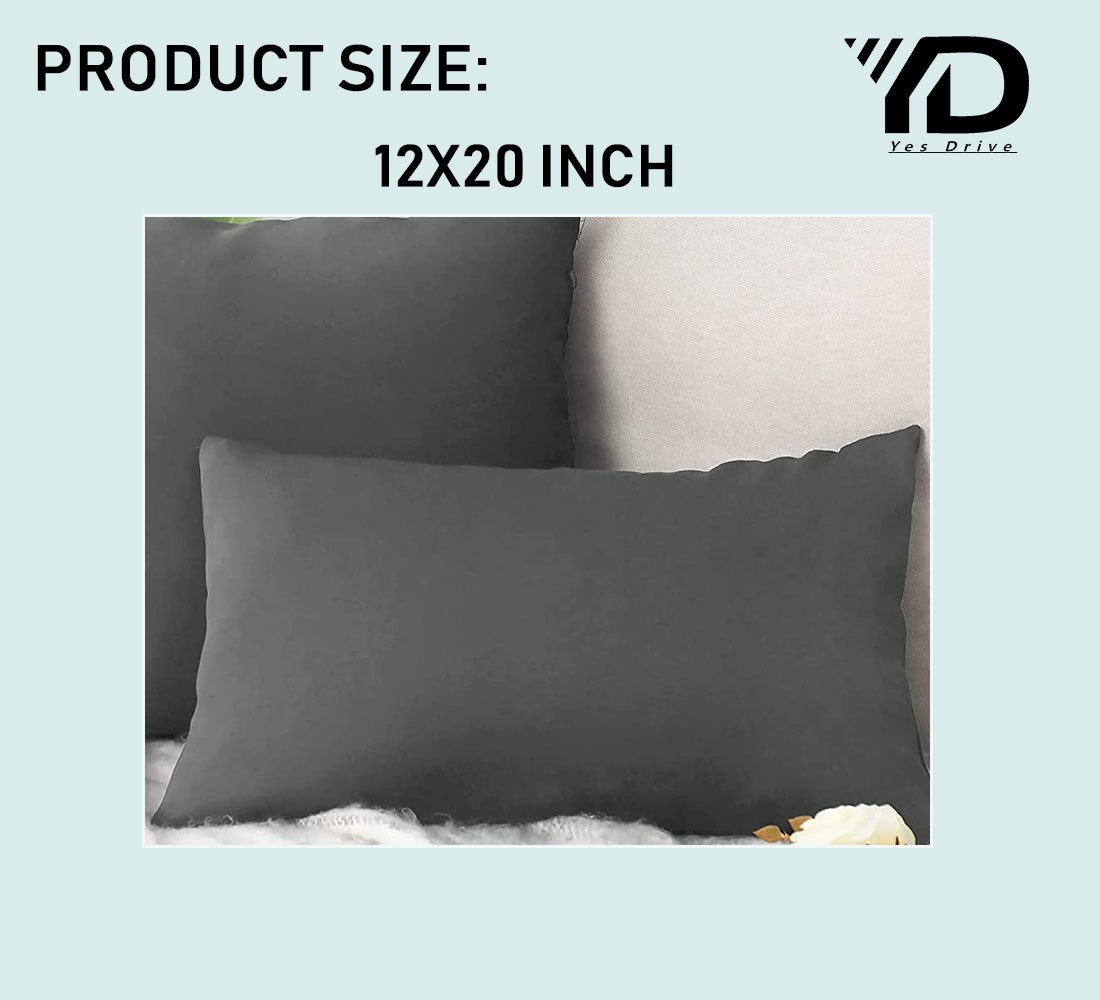 Pack of 2 Solid Lumbar Throw Pillows Covers Luxury Soft Cushion Cover