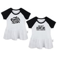 thumbnail image 1 of Pack of 2, Super Girl & You Can't Scare Me I Have a Daughter Funny Dresses For Baby, Newborn Babies Skirts, Infant Princess Dress, Toddler Frocks (Black Raglan Dresses, 12-18 Months), 1 of 5