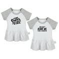 thumbnail image 1 of Pack of 2, Super Girl & You Can't Scare Me I Have a Daughter Funny Dresses For Baby, Newborn Babies Skirts, Infant Princess Dress, Toddler Frocks (Gray Raglan Dresses, 0-6 Months), 1 of 5