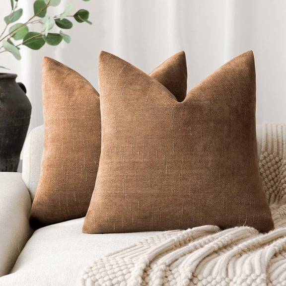 Pack of 2 Textured Chenille Throw Pillow Covers Square Accent Cushion Covers Neutral Farmhouse Lumbar Pillow Cases for Couch Sofa Bedroom 12x20 Inch Sage Green