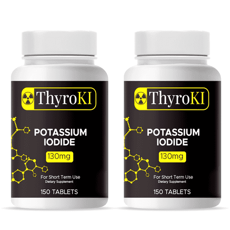 Safecastle Potassium Iodide Tablets, 130 mg, Pack of 2 (150 Tablets/Pack), Thyroid Support, Emergency Survival Pills