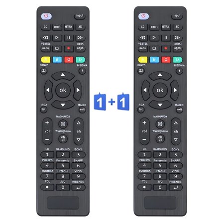 (Pack of 2) UORLEN Universal Tv Remote for Samsung/LG/VIZIO/TCL/JVC/Philips/Panasonic/Hisense/Hitachi/Sharp/Toshiba and Other Smart TV Universal Remote Replacement
