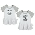 thumbnail image 1 of Pack of 2, Uncle's Drinking Buddy & Auntie's Drinking Buddy Funny Dresses For Baby, Newborn Babies Skirts, Infant Princess Dress, Toddler Frocks (Gray Raglan Dresses, 0-6 Months), 1 of 5