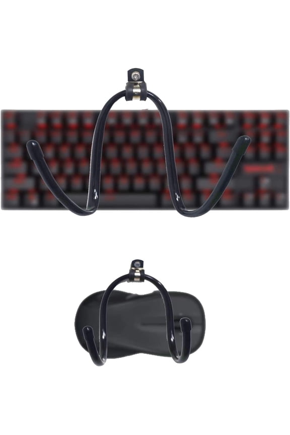Pack of 2, Universal Keyboard and Mouse Organizer Wall Rack Wall Mount Wall Clip Wall Hanger Wall Display Storage Holder - No Keyboard No Mouse - No Falling