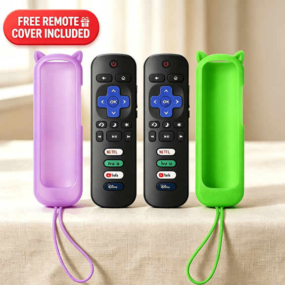 Pack of 2 Universal Remote for Ro*ku Smart TVs, Include 2 AntiDrop Remote Protective Cases, Compatible With TC*L R*oku, Hisen*se Ro*ku, Onn Ro*ku, Phil*ips Ro*ku TV