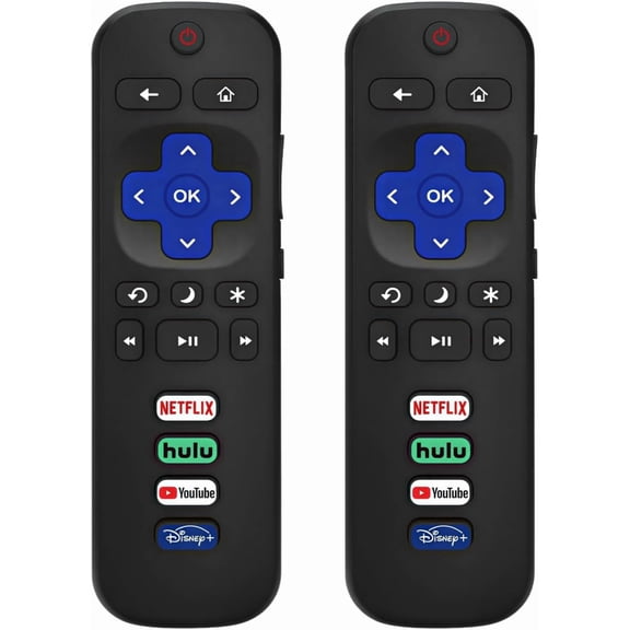 (Pack of 2) Universal Replacement Remote for Roku TV, Compatible with TCL, Hisense, Onn, Sharp, Sanyo, Westinghouse, Element, Philips, RCA TVs, No Setup Required, NOT for Stick or Players